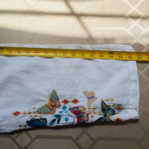 Johnny Was MARIPOSA White Linen Embroidered Cargo Pant Size Large - Picture 7 of 7